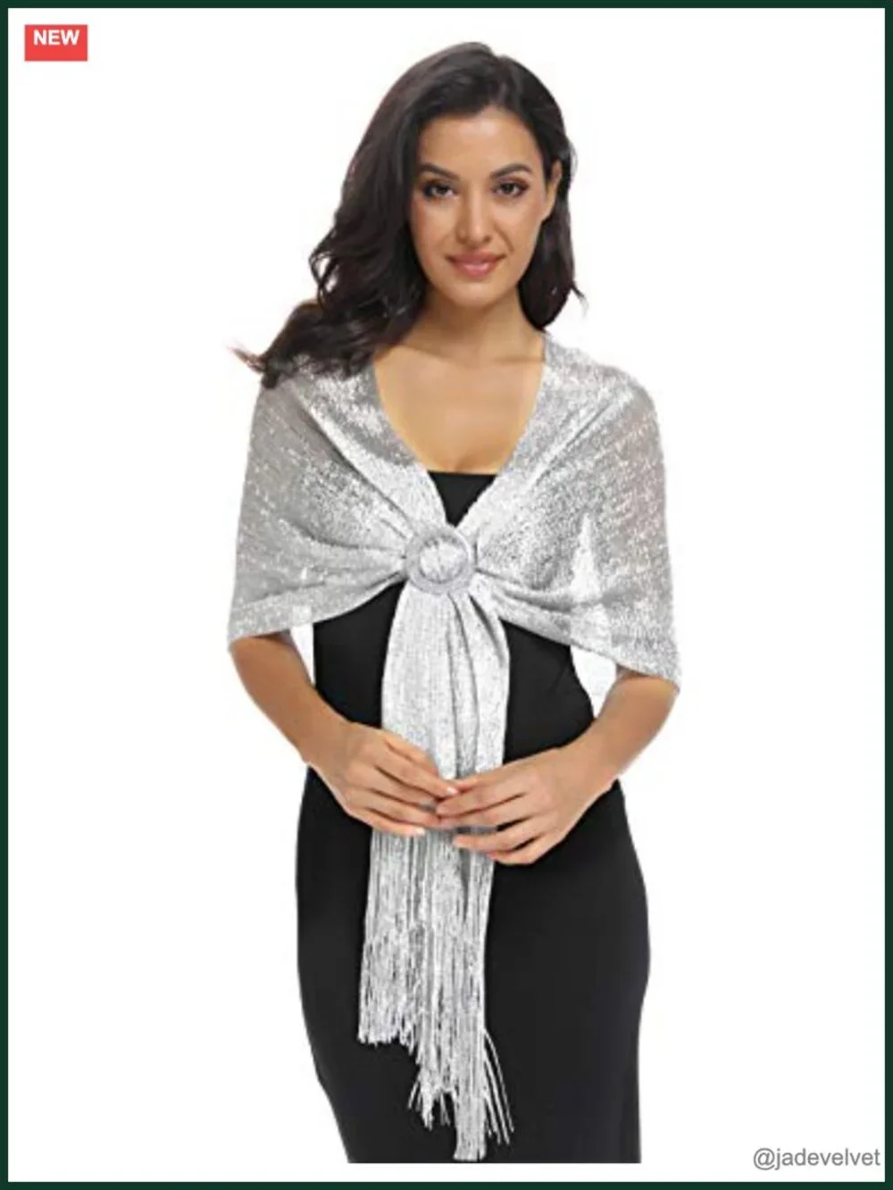 Sparkle Shawl with Buckle, Elegant Wrap for Evening Dress